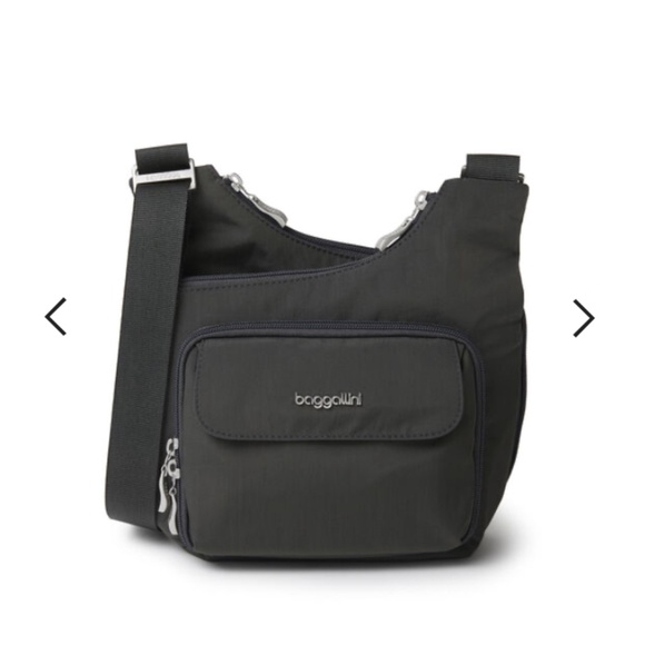 BAGGALLINI Criss Cross Bagg Crossbody Shoulder Bag Purse Double Zip in Charcoal - Picture 1 of 16